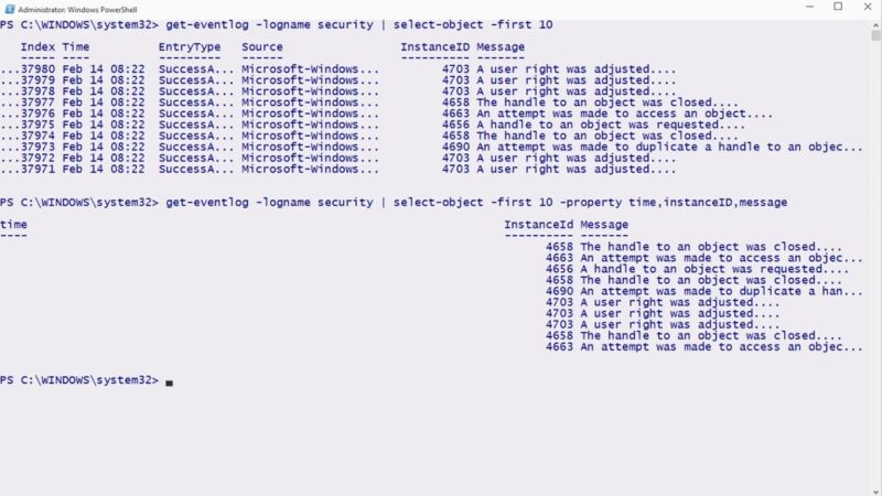 Powershell Selecting Objects